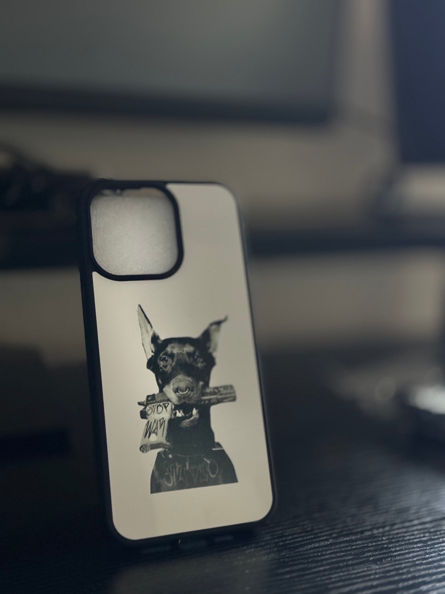 Dog with gun custom phone case